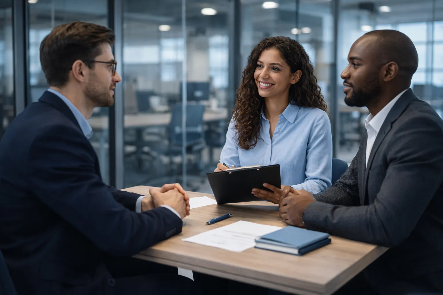 Reunião corporativa discutindo desempenho.