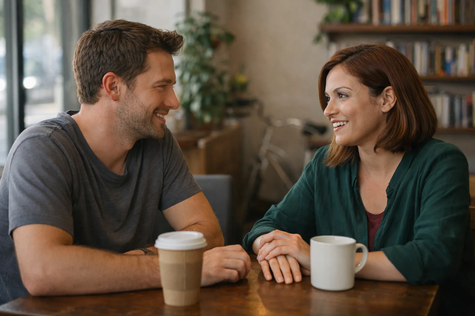 Um homeme e uma mulher conversando