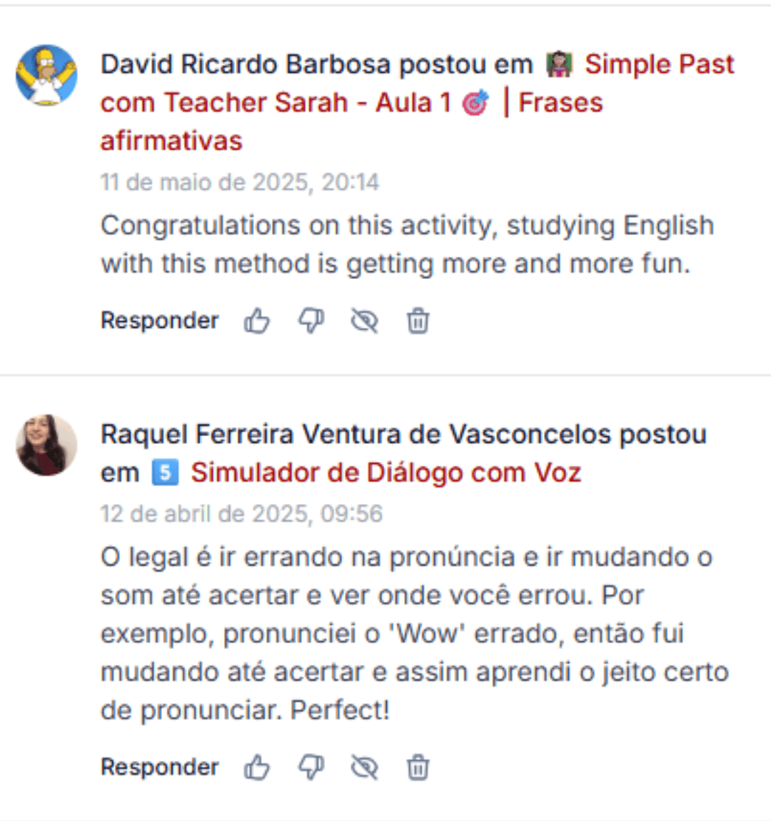 Print do depoimento da Raquel